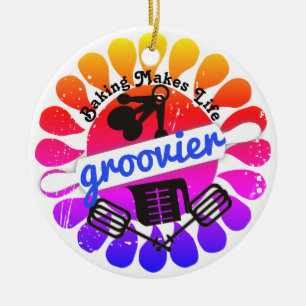 Starke Hippieregenbogenbacken Weihnachtsverzierung Keramik Ornament