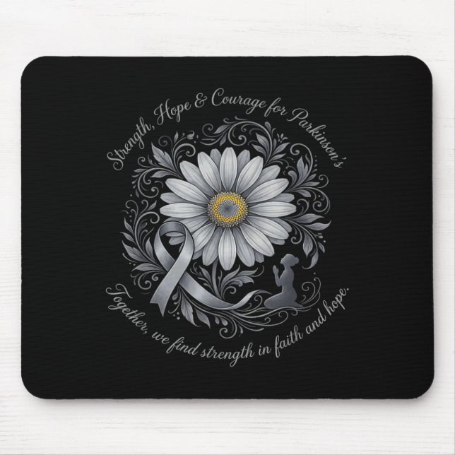 Stärke Hoffnung Mut Parkinson-Bewusstsein Gänseblü Mousepad (Vorne)