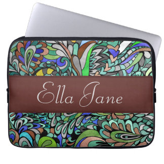 Starke Hülse Laptop-Computer des blaues Grün-Pfaus Laptopschutzhülle