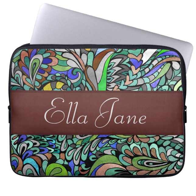 Starke Hülse Laptop-Computer des blaues Grün-Pfaus Laptopschutzhülle (Vorderseite)