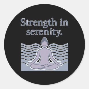Stärke in Serenity Yoga Haltung Meditation Design Runder Aufkleber