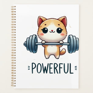 Starke Katze hebt Gewichte, süße Gym-Kitty-Kunst Planer
