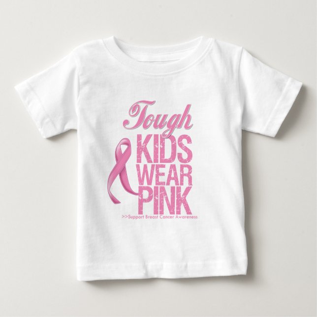 Starke Kinder tragen rosa coolen Brustkrebs Baby T-shirt (Vorderseite)