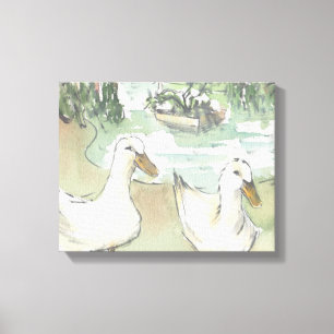 Starke Leinwand "Watercolor Sketch/Ducks Paris"