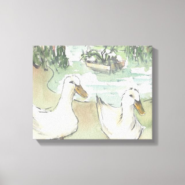 Starke Leinwand "Watercolor Sketch/Ducks Paris" (Vorderseite)
