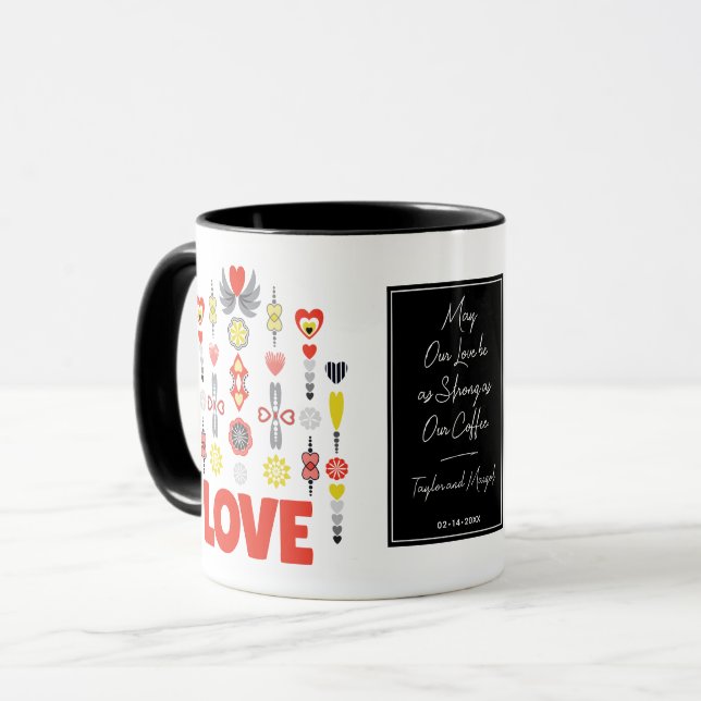 Starke Liebe und Kaffee Niedlichen Paar Minimalist Tasse (Vorderseite Links)