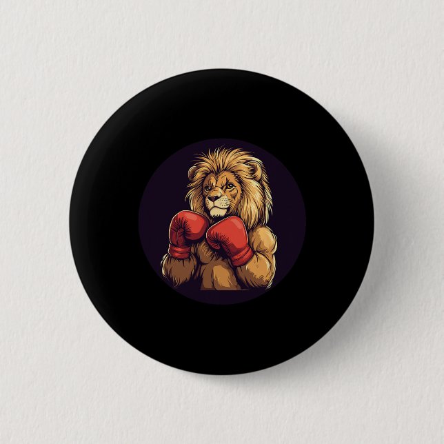 Starke Lion mit Boxkostüm für Mitte und Button (Vorderseite)