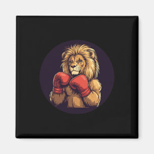 Starke Lion mit Boxkostüm für Mitte und Magnet