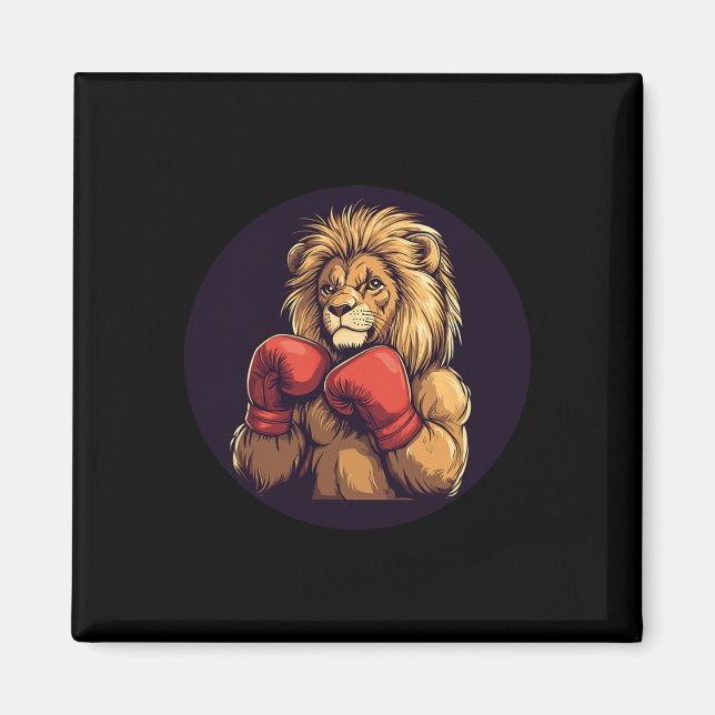 Starke Lion mit Boxkostüm für Mitte und Magnet (Vorne)