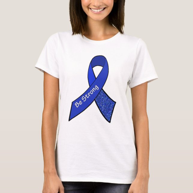 Starke ME/CFS Warrior Blue Awareness Ribbon bleibe T-Shirt (Vorderseite)