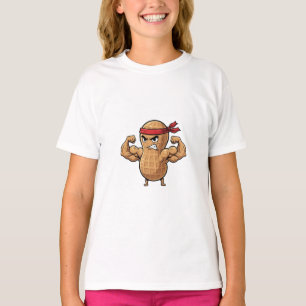 Starke Muskel-Erdnuss-Krieger-Kinder T-Shirt