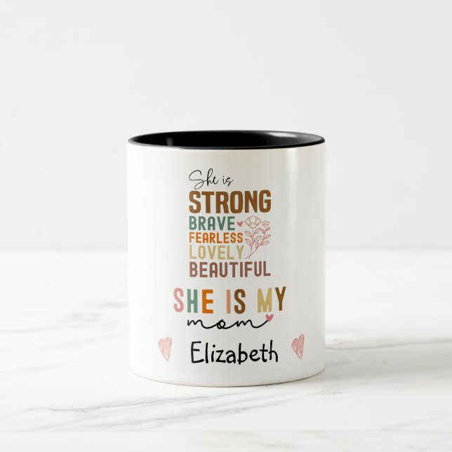 Starke Mutter Retro-Script Groovy Muttertag  Zweifarbige Tasse (Mittel)