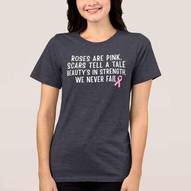 Stärke, Narben & Überleben Brustkrebsbewusstsein Tri-Blend Shirt (Vorderseite)