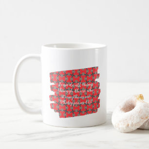 Stärke-Schrift Rot Florales Muster Kaffeetasse