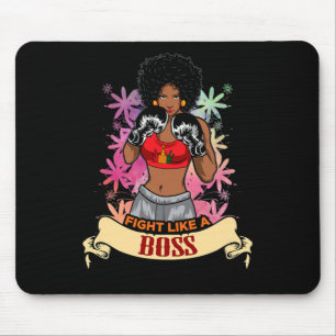 Starke Schwarze Frau Boxen Magie Kickboxen Mädchen Mousepad