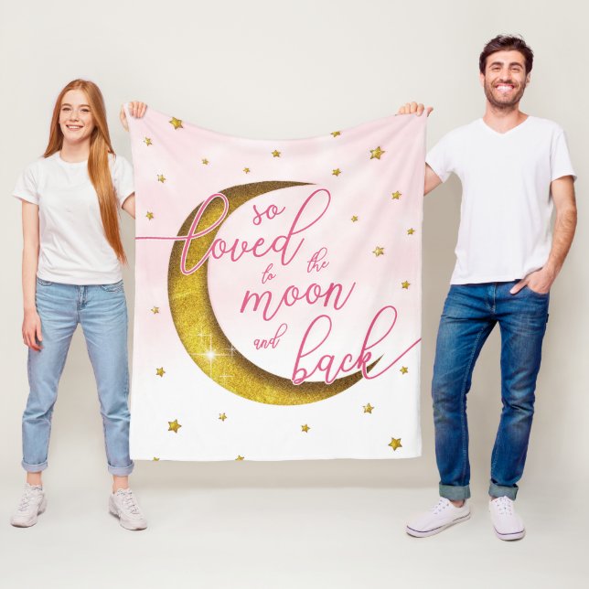Starke so liebt auf den Mond und zurück rosa Wasse Fleecedecke (Beispiel)