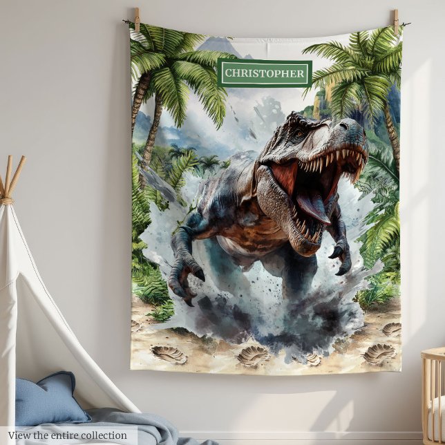 Starke T-Rex Blanket Individuelle Name Personalisi Fleecedecke (Strong T-Rex Blanket Custom Name Personalized Boys)
