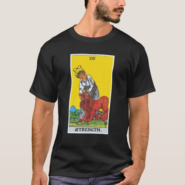 Stärke Tarot Card Occult Glaufs Divination Magi T-Shirt (Vorderseite)