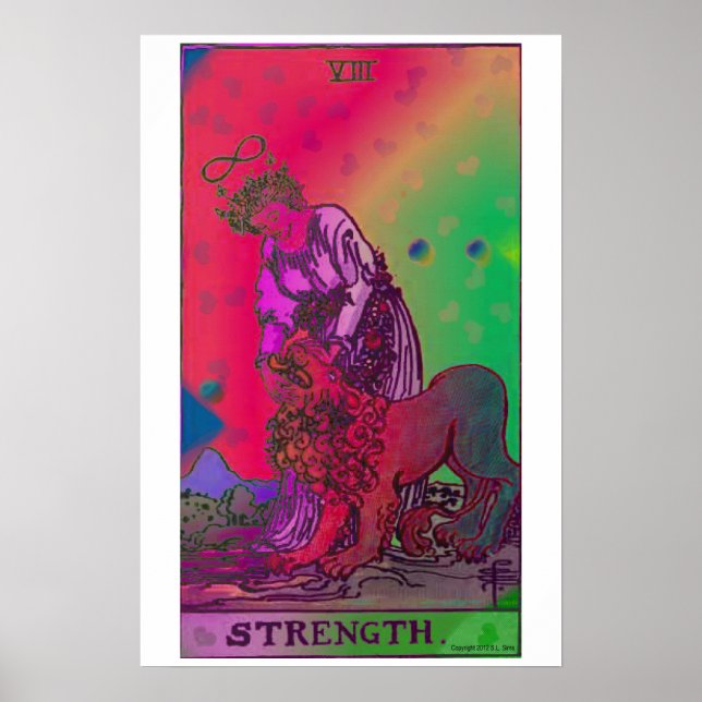 Stärke Tarot Card Psychedelisches Poster (Vorne)
