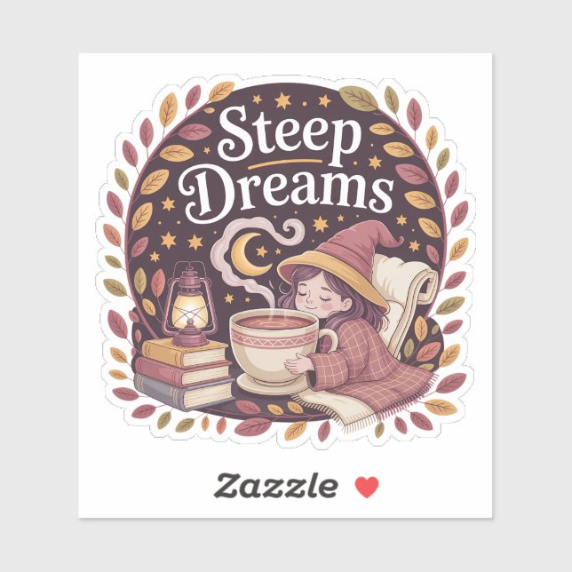 Starke Träume - Gemütlicher Hexentee Aufkleber (Blatt)