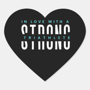 Starke Triathlete Schwarzes Herz und Weiße Typogra Herz-Aufkleber