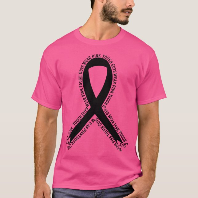 Starke Typ tragen rosa Brustkrebs-Bewusstsein T-Shirt (Vorderseite)