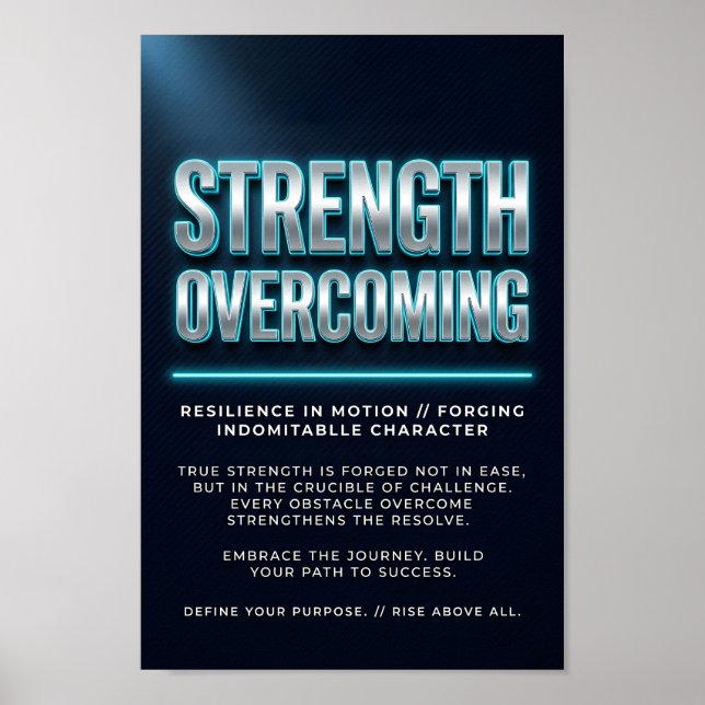Stärke überwindet Motivationsposter mit Neon  Poster (Vorne)
