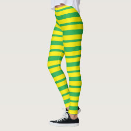 Starke und dünne grüne und gelbe Streifen Leggings