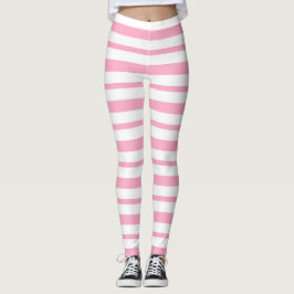 Starke und dünne rosa und weiße Streifen Leggings