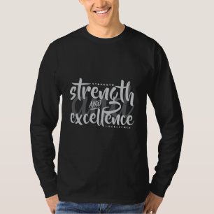 Stärke und Exzellenz Mens Black Long Sleeve T-Shirt