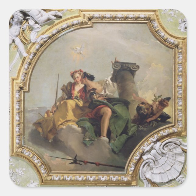 Stärke und Gerechtigkeit aus dem Sala Capitolare Quadratischer Aufkleber (Vorderseite)