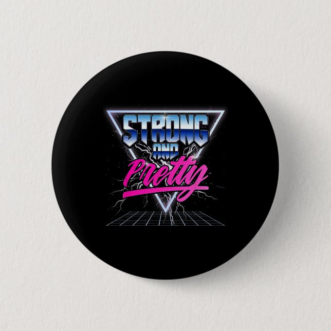 Starke und Hübsche 90er 80er Vaporwave Bodybuildin Button (Vorderseite)