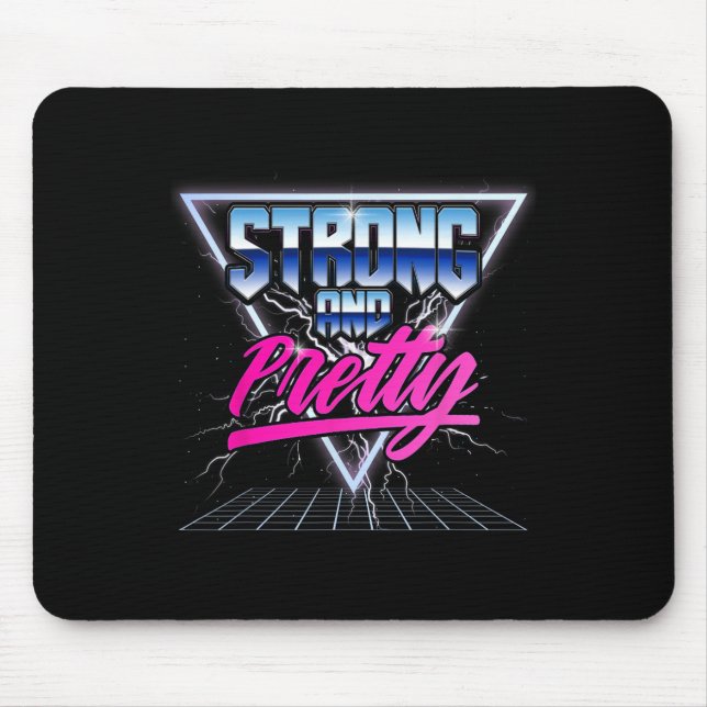 Starke und Hübsche 90er 80er Vaporwave Bodybuildin Mousepad (Vorne)