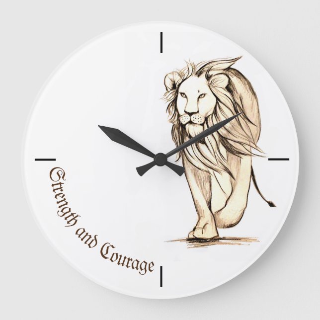 Stärke und Mut Große Wanduhr (Vorderseite)