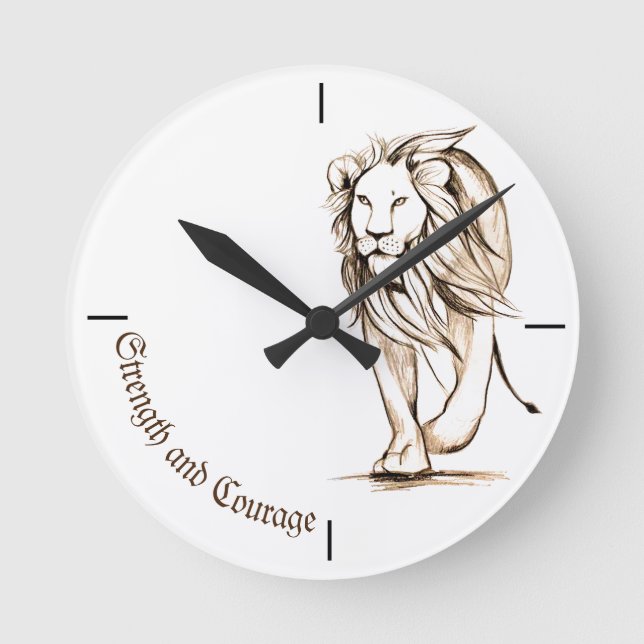 Stärke und Mut Runde Wanduhr (Vorderseite)