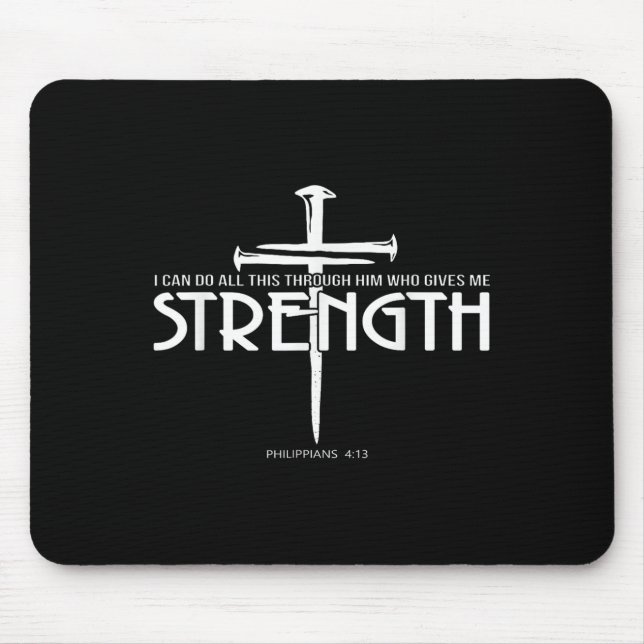 Stärke und Nagelkreuz Christliche Verse Mousepad (Vorne)