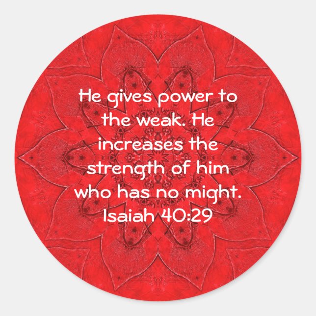 Stärke von Gottes Bibelversen Zitat Isaiah 40:29 Runder Aufkleber (Vorderseite)