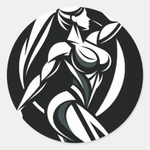 Starke weibliche Fitness Personal Training Minimal Runder Aufkleber