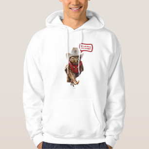 Starke Western-Sheriff-Eule mit Haltung u. Hoodie