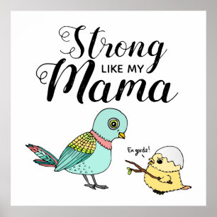 Starke wie meine Mama Funny Mother & Baby Birds Poster