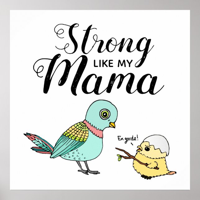 Starke wie meine Mama | Funny Mother & Baby Birds Poster (Vorne)