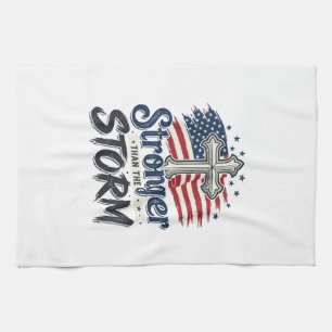 Stärker als der Sturm Patrioten-Glaubens-Shirt Des Geschirrtuch