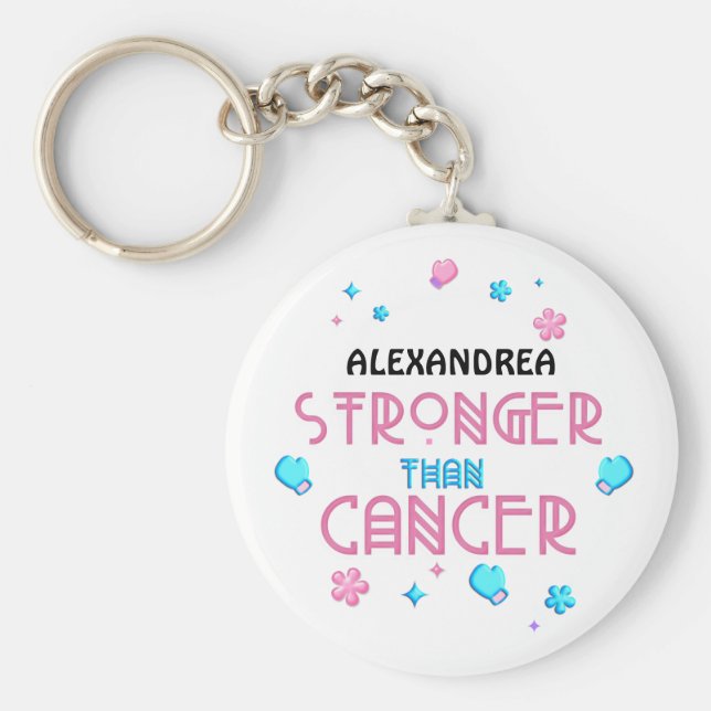 Stärker als Krebs | Krebsüberleben Custom Schlüsselanhänger (Vorne)
