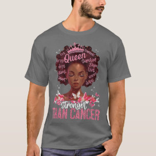Stärker als Krebs Pink Black Afro Queen Brust T-Shirt