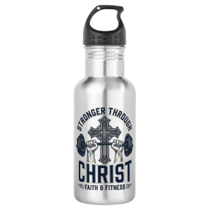 Stärker durch Christus Christliches Fitnessstudio  Edelstahlflasche