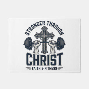 Stärker durch Christus Christliches Fitnessstudio  Fußmatte