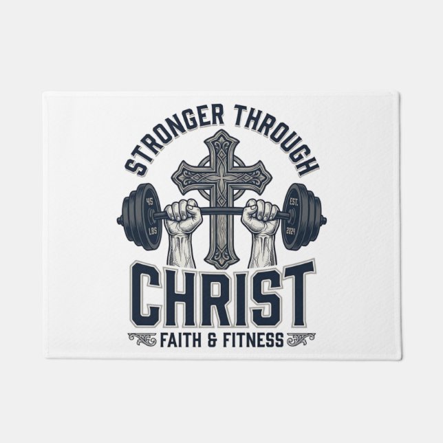 Stärker durch Christus Christliches Fitnessstudio  Fußmatte (Vorderseite)