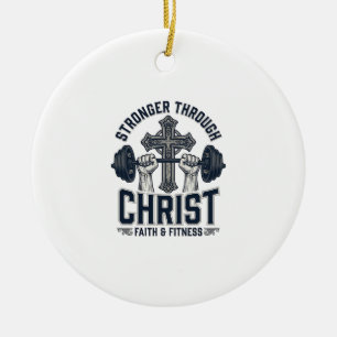 Stärker durch Christus Christliches Fitnessstudio  Keramik Ornament