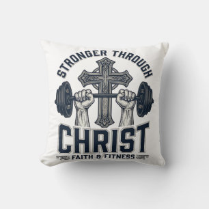 Stärker durch Christus Christliches Fitnessstudio Kissen