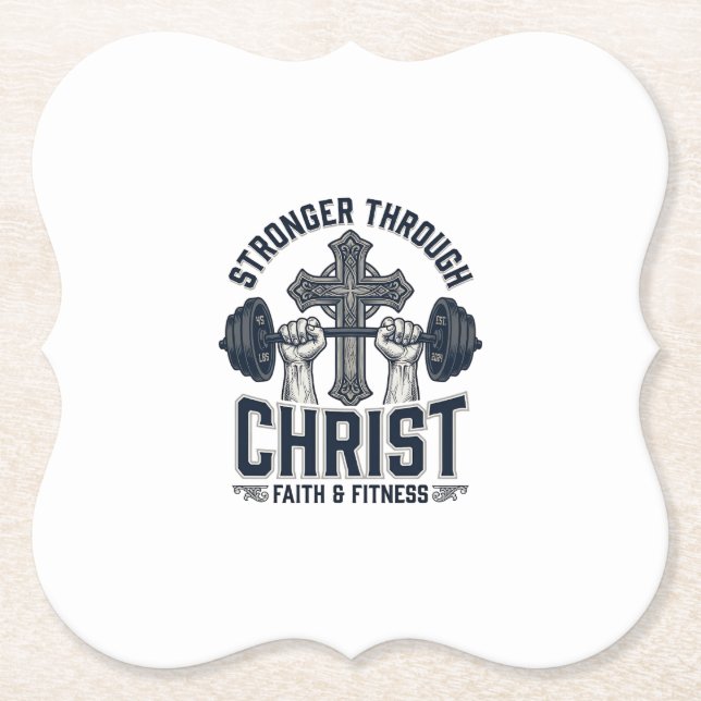 Stärker durch Christus Christliches Fitnessstudio  Untersetzer (Vorderseite)